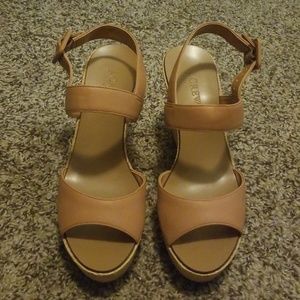 Nude wedge sandals